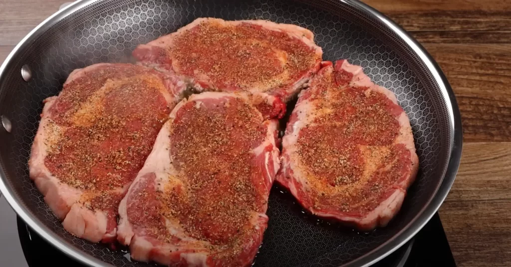 searing the steak